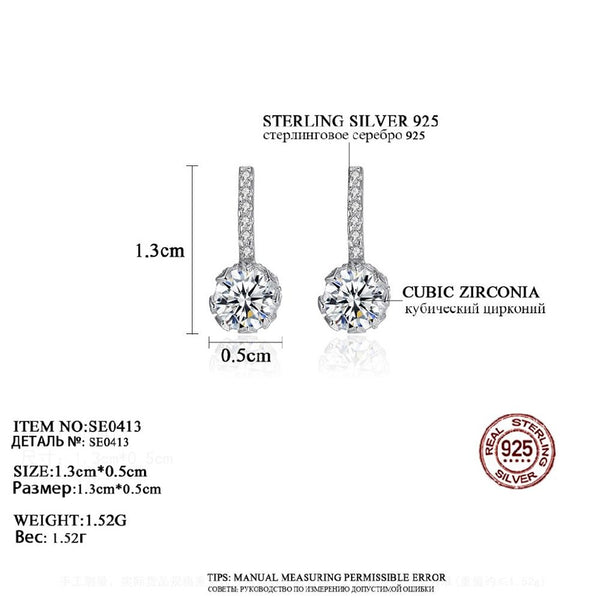 CZCITY Wholesale 2019 Real 925 Sterling Silver Clear CZ Stud Earrings