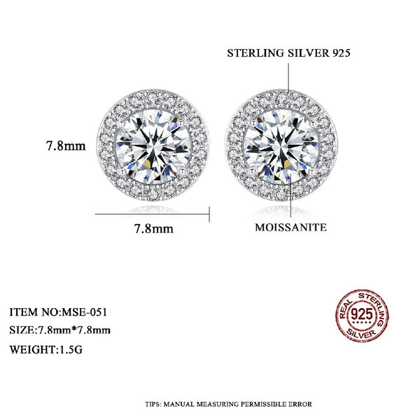 Stud Statement Silver Dainty Jewellery Lady Luxury Round 2022 Designer Moissanite Earing New Fashion Earring