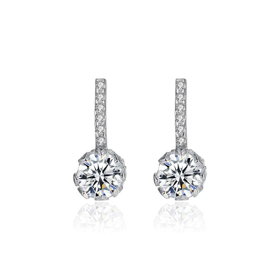 CZCITY Wholesale 2019 Real 925 Sterling Silver Clear CZ Stud Earrings