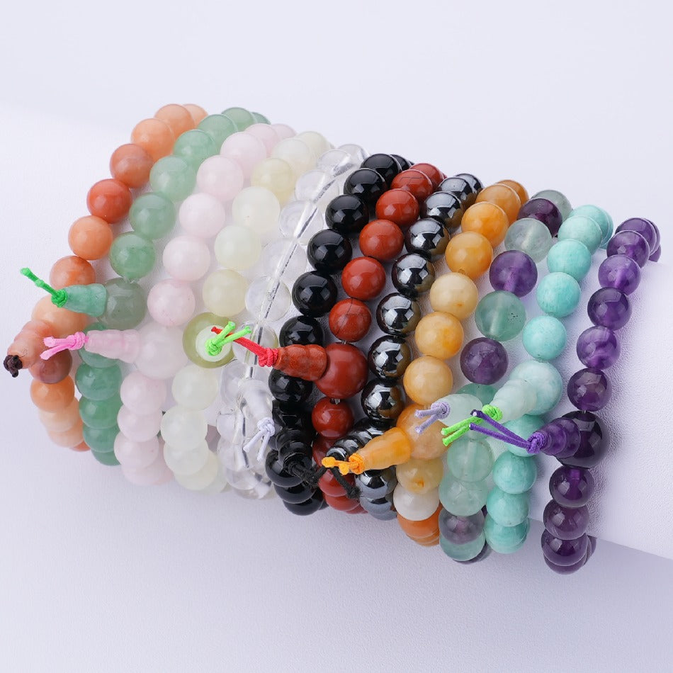 Wholesale Trendy Gemstone Jewelry Boho Spiritual Stretchy Jade Turquoise 3 Hole Healing 8MM Natural Stone Bracelet