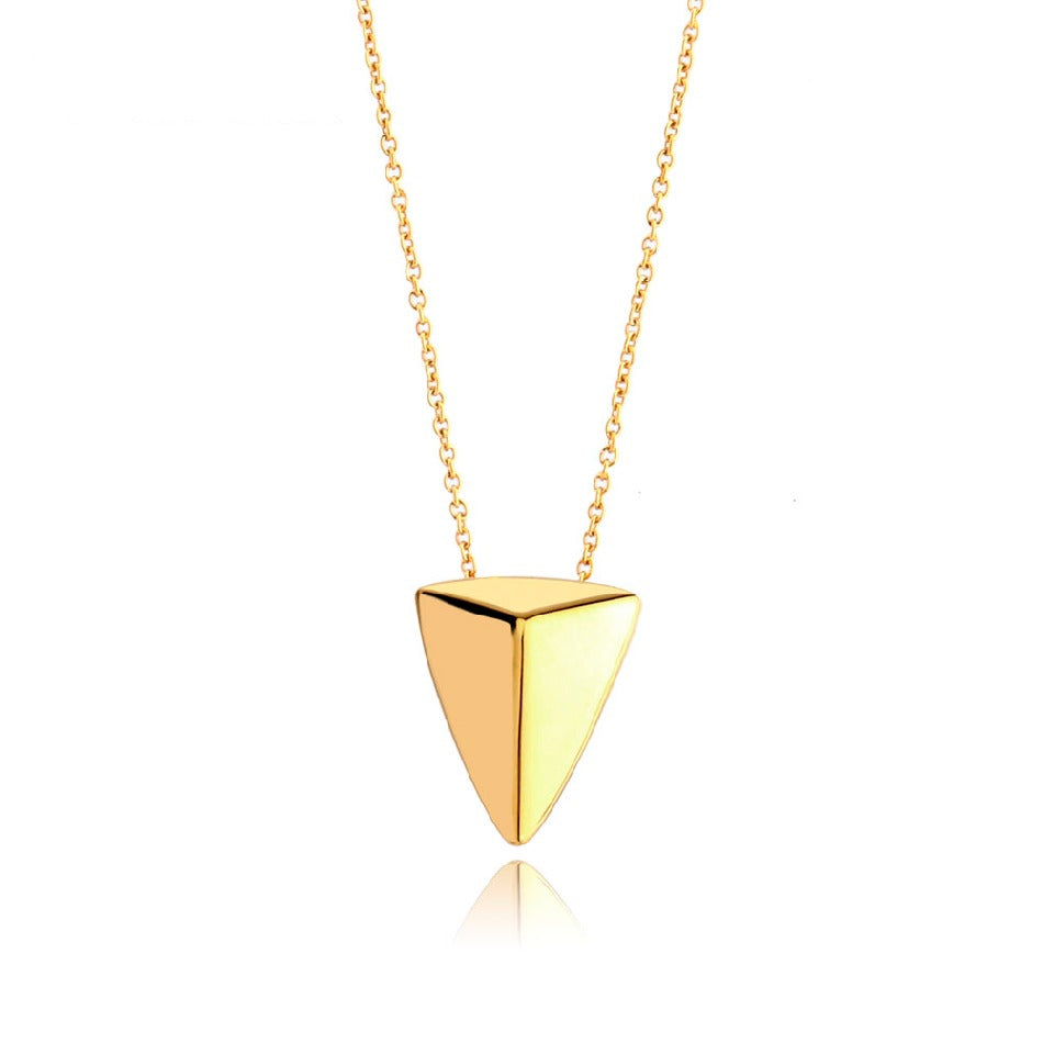 16in Choker Triangular Vertebra Pendants Necklace for Women/Girls Stainless Steel Gold Color Chain Charm Fashion Jewelry