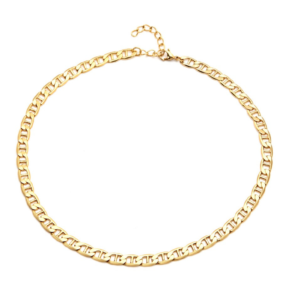 2021 trendy 18k gold plated necklace jewelry copper gold necklace simple style women chains for jewelry making