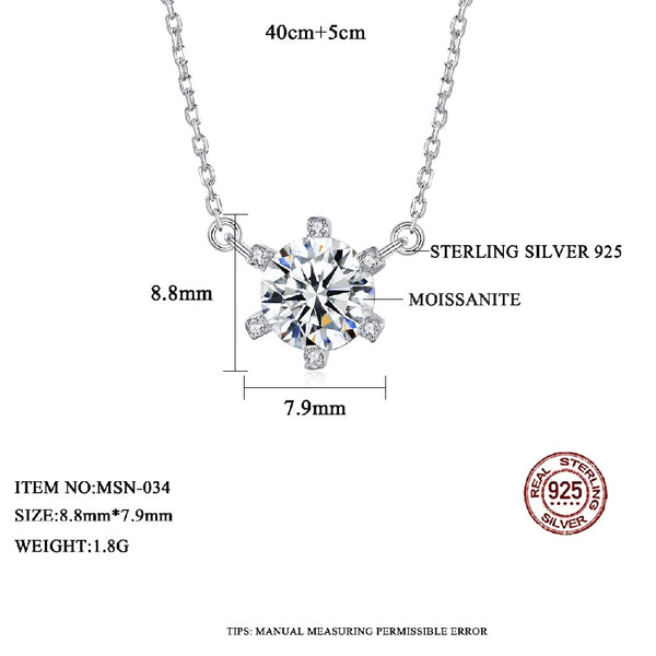 Classic Dainty Bling Necklace Silver Iced Out Link Chain Small Custom 925 Vvs Moissanite Pendant