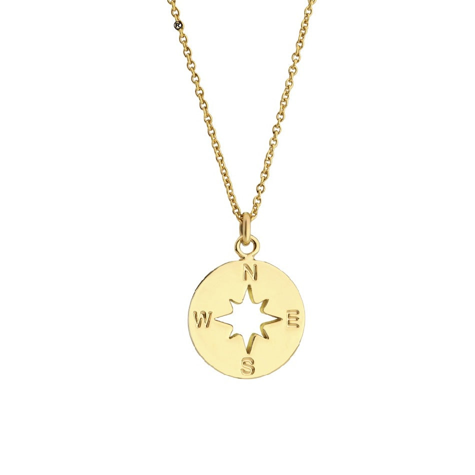 16in Compass Necklaces & Pendants Gold Color Stainless Steel Chain Choker Necklace Women Jewelry