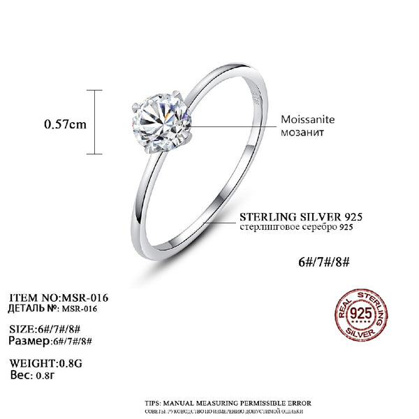 0.5ct Classic 925 Engagement Girl Wedding Sterling Silver Woman Moissanite Diamond Ring