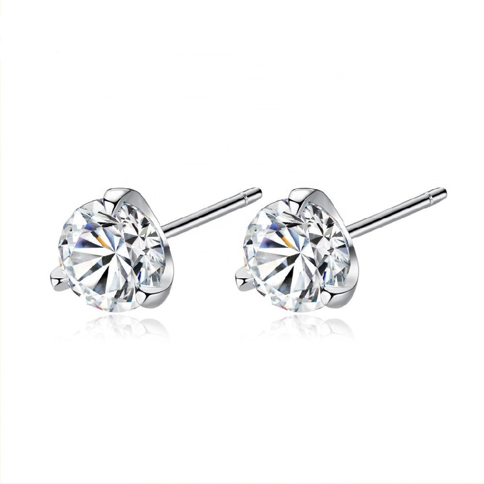 Classic Design 4 Paws Setting Tiny Cubic Zirconia Stud Earring Findings 925 Sterling Silver Earring Stud