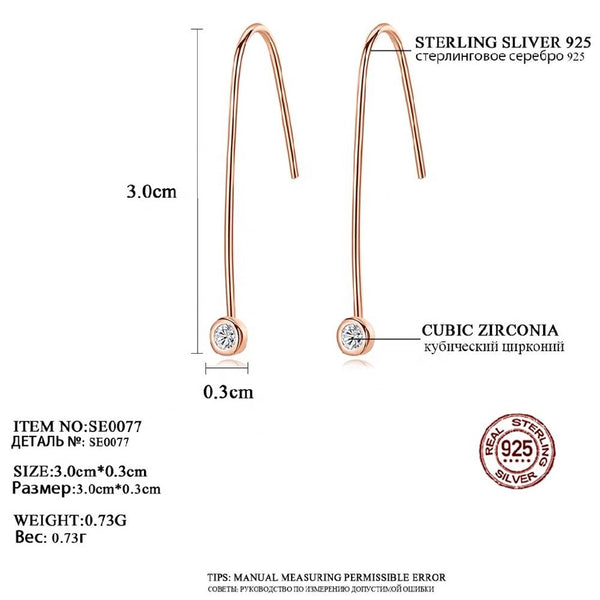 New Fashion Rose Gold Dangle Earrings for Women 925 Sterling Silver Drop Earrings Wholesale Jewelry