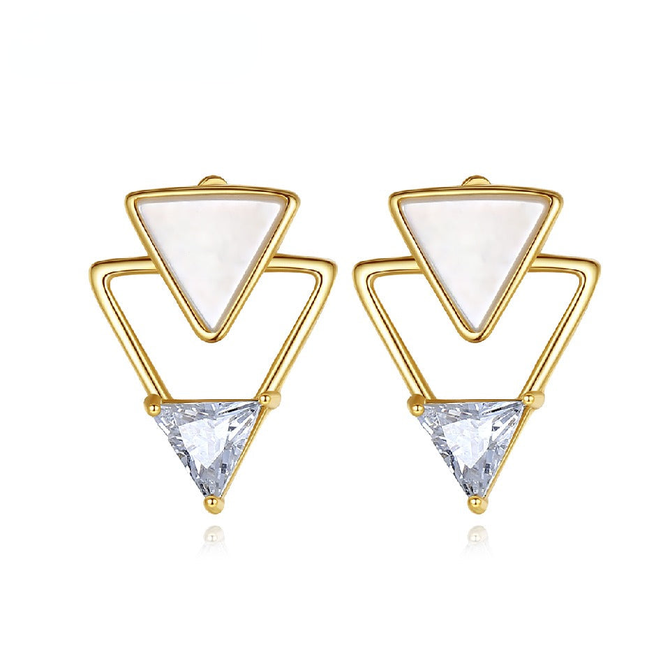 Korea Simple Silver Drop Earrings S925 Sterling Silver Geometry Stud Earring for Women Triangle Earrings Gold Plated