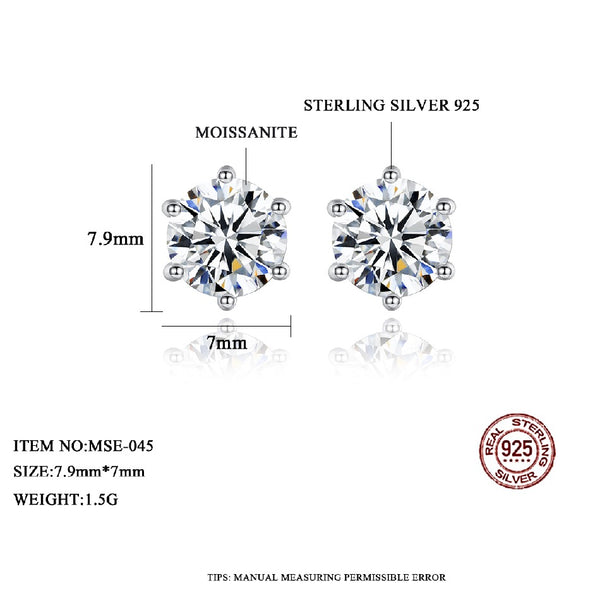 Earing Woman Jewelry 2 Carat  Moissanite Dainty 925 Ear Ring Silver S925 Hot Sale Trendy Diamond Earring