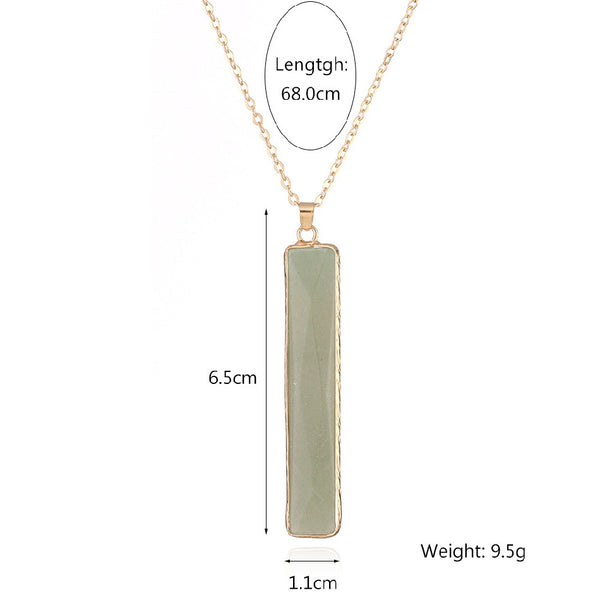 High Quality Natural Rough Colorful Crystal Hole Unpolished Geometric Long Stone Chain Necklace Charm Pendants