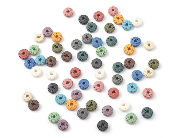 Multi Colors Wheel Bead Spacer Gemstone Volcanic Rock Lava Stone Beads for DIY Necklace Making