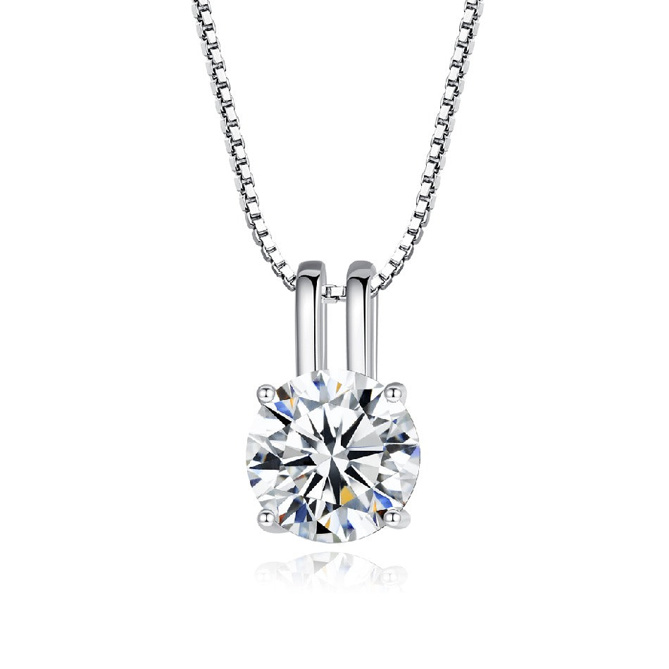 1.0ct Round Diamond Pendant Moissanite Necklace S925 Sterling Silver Chain Necklace