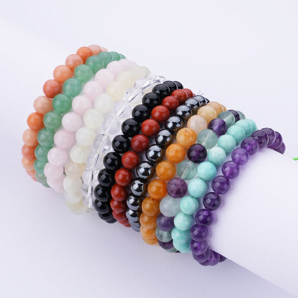 Wholesale Trendy Gemstone Jewelry Boho Spiritual Stretchy Jade Turquoise 3 Hole Healing 8MM Natural Stone Bracelet