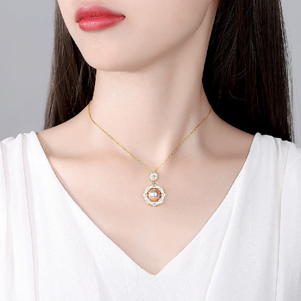 Ethnic Trendy Jewelry Women 925 Sterling Silver Round Natural Freshwater Pearl Choker Necklace