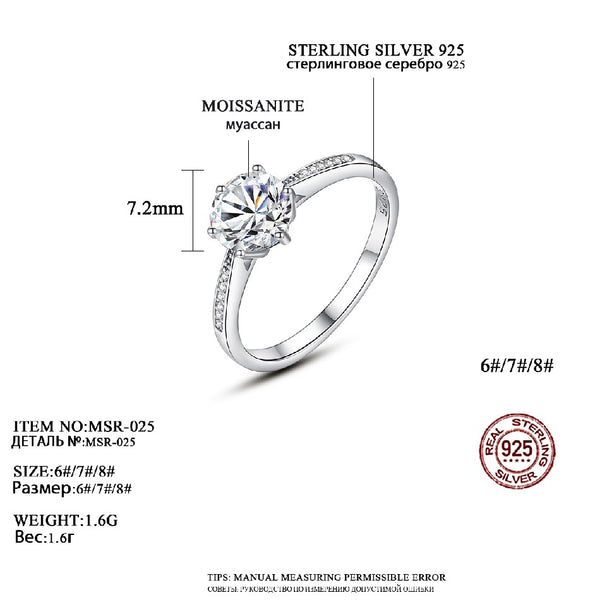 Wedding Unique Real 925 Sterling Silver Fashion Accessory Jewelry Woman Moissanite Engagement Eternity Ring