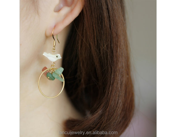 Manufacturer wholesale new color stone handmade earrings ear clip simple fashion ring hanging earrings