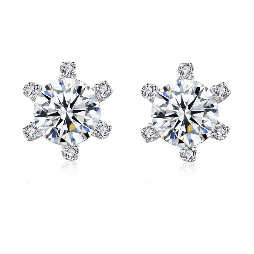 Diamond Top Selling Wedding Low Profile Stud Tiny Earing Silver Bridal Earring Moissanite