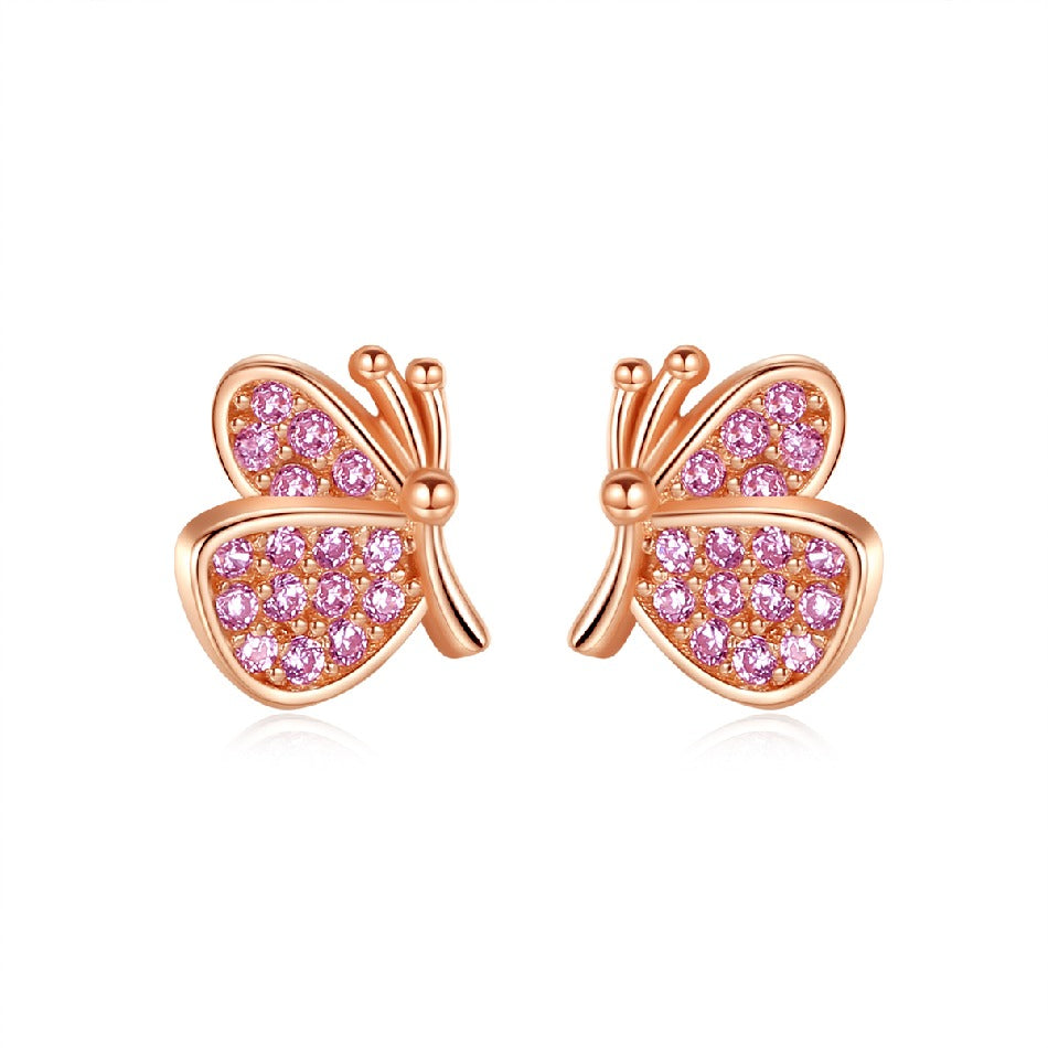 2020 Fashion 925 Sterling Silver Earring for Women Butterfly Earring Cubic Zirconia Pave Set CZ Stud Earrings